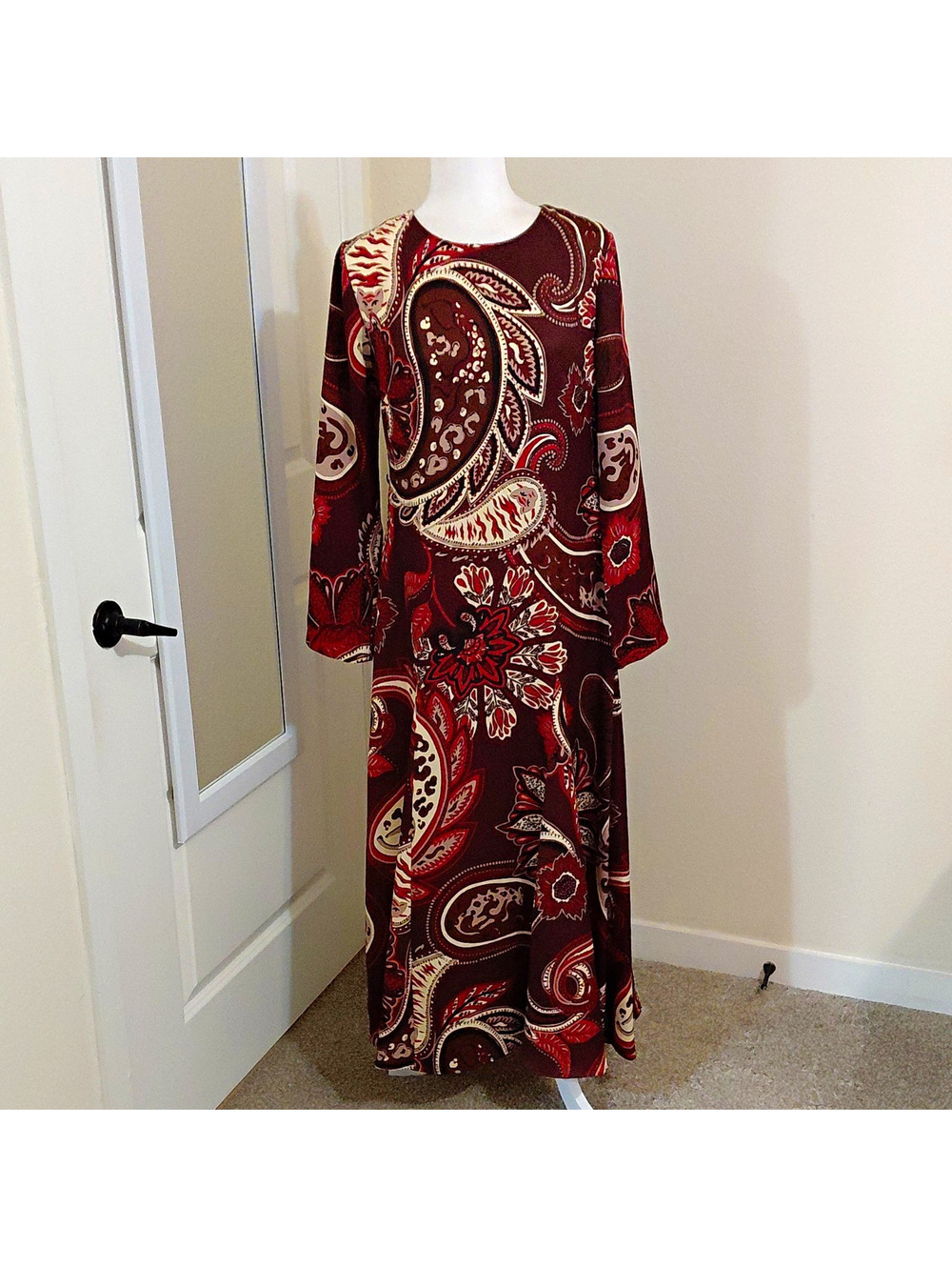 NWT Alex Marie Paisley Long A-Line Dress Multicolor Size 8 NO BELT #1042